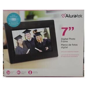 Aluratek Digital Photo Frame ADPF07SF Black 7" Auto Slideshow NIB